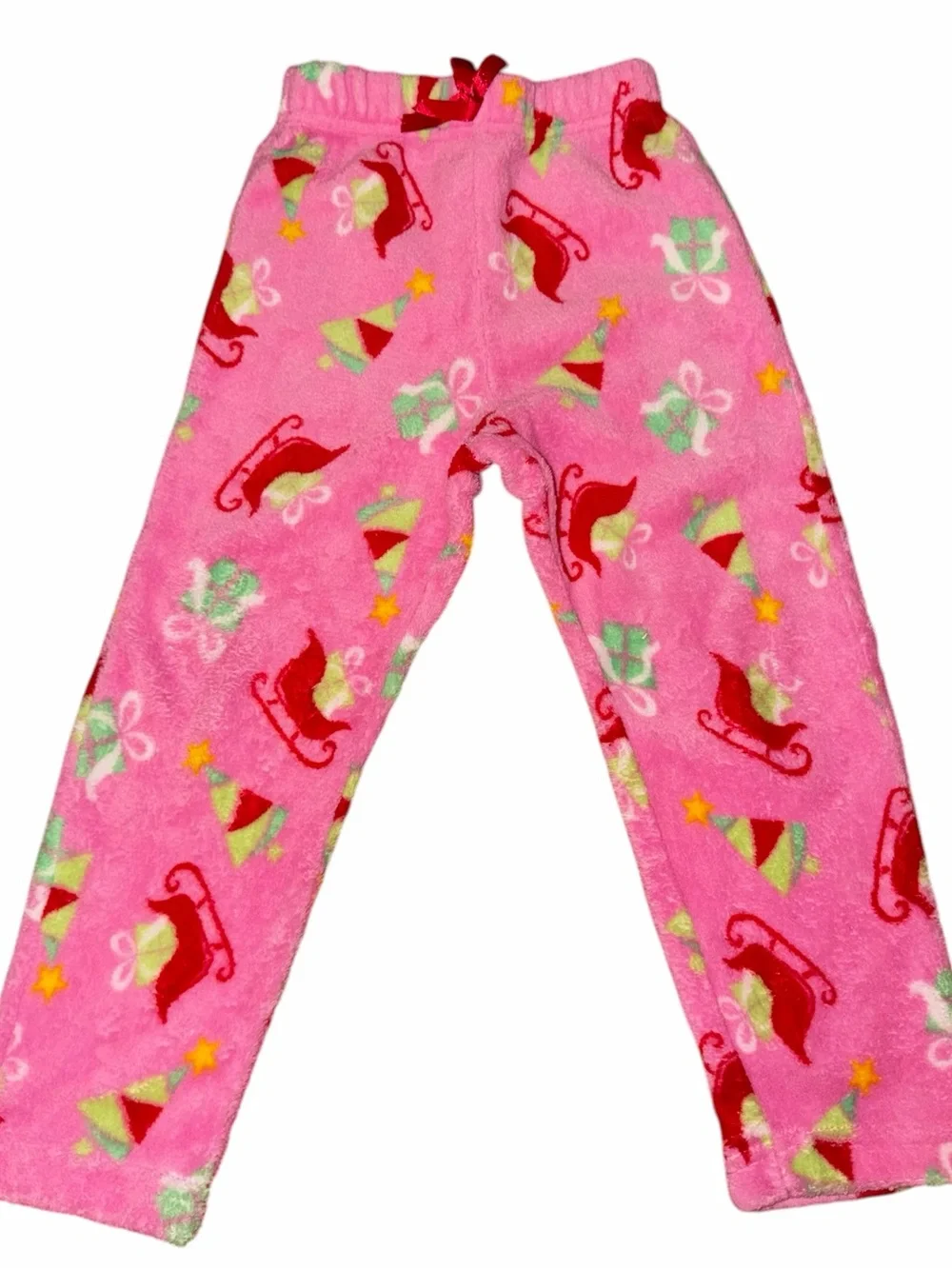 Extremely Me Kids Red 'Sleigh All Day' Pajama Set with Pink Pants Size 4